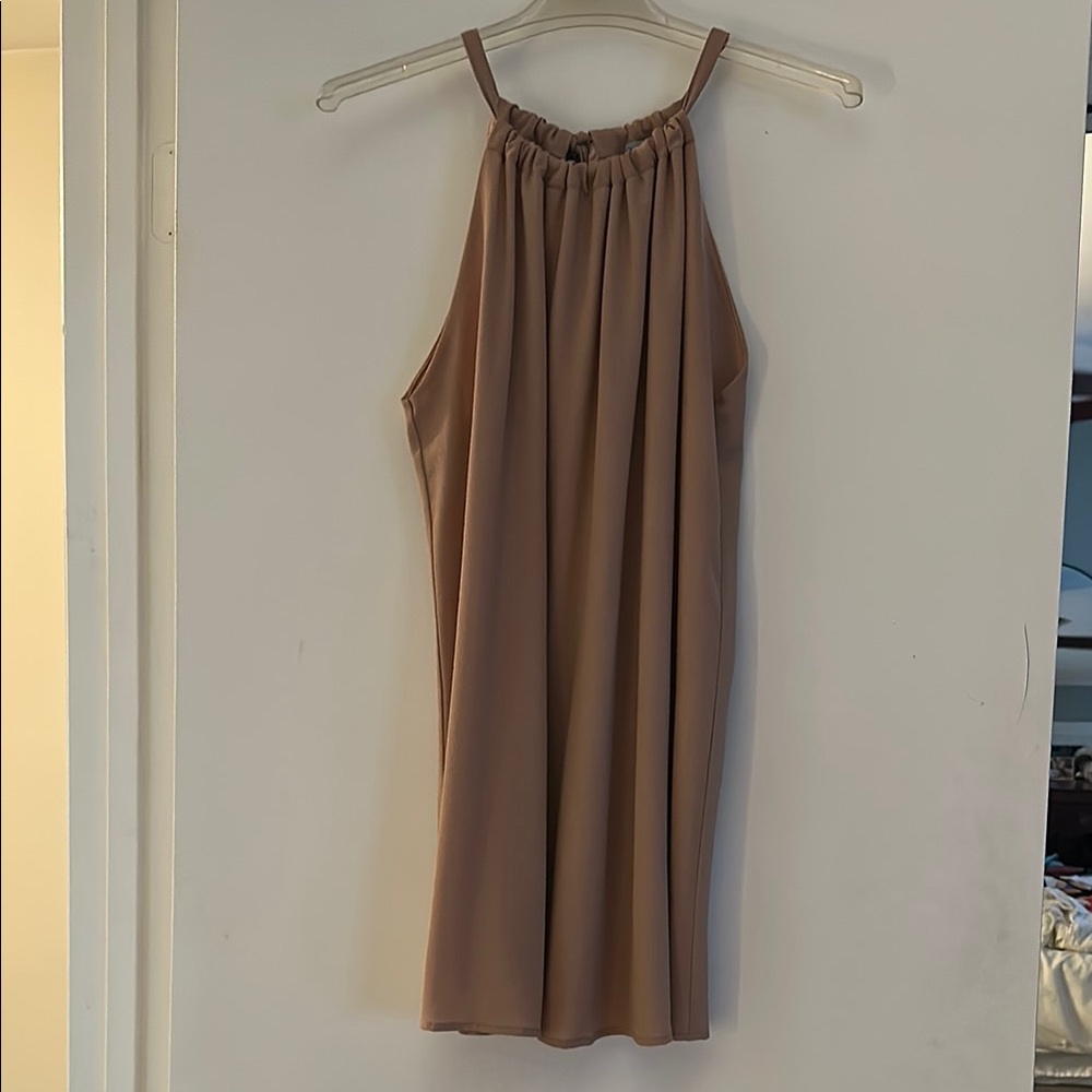 Abbeline Brown Sheath Halter Mini Dress